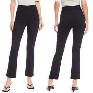 MOTHER High Waisted Rider Ankle Jeans in Not Guilty Black Wash